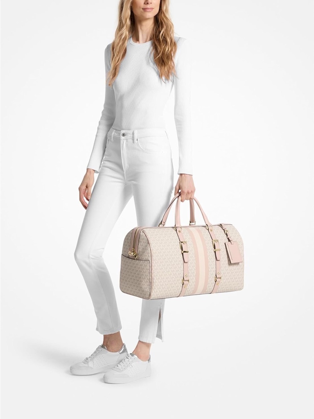 Michael Kors Cream and BlushTravel Bag Bedford Extra-Large Weekender Vanilla
